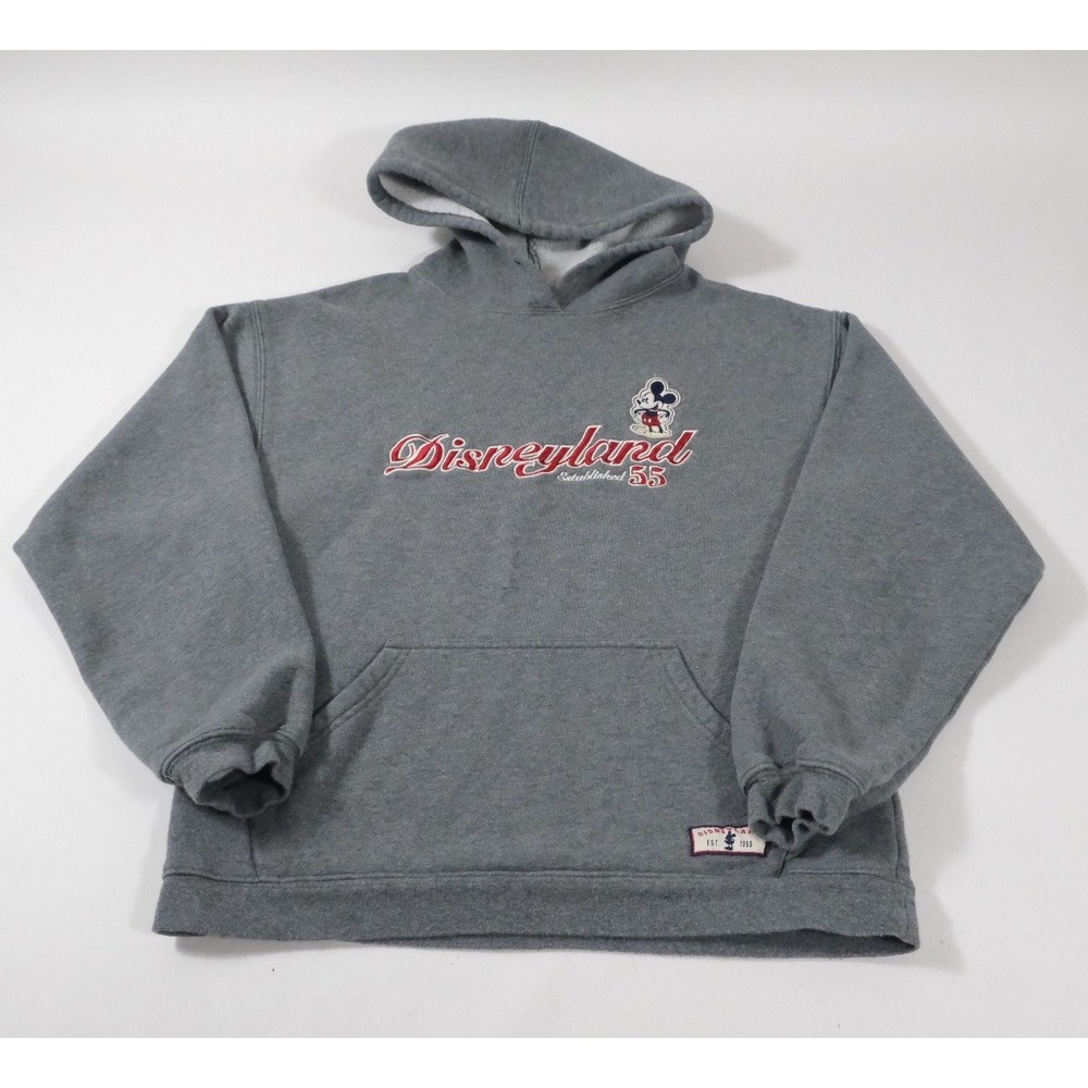 Disneyland Hoodie Women Size S Gray Mickey Mouse Pullover Established 55 Graphic